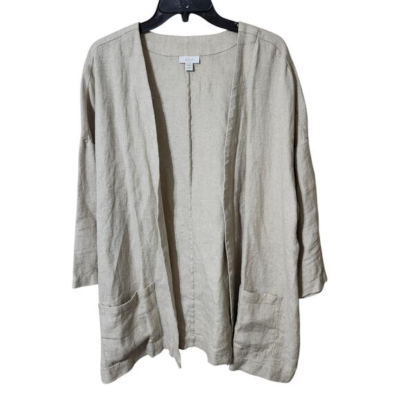 J.Jill Pure Jill Plus Size 2X Unstructured Blazer Open Front Beige Pockets - Picture 5 of 9